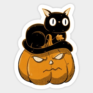 Black cat on halloween pumpkin Sticker